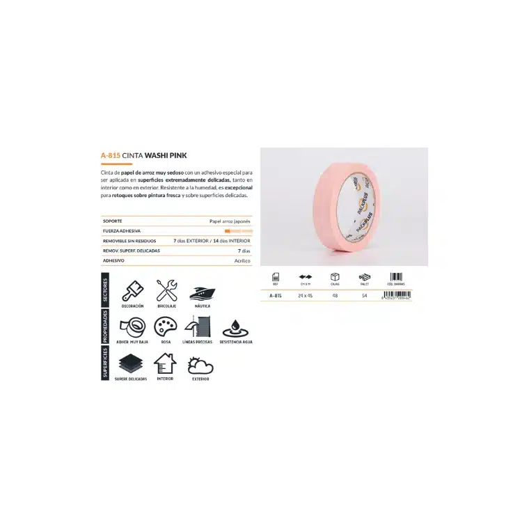 CINTA WASHI PINK A-815 24X45