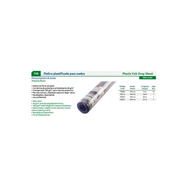 Fieltro plastificado para suelos 100 cm x 10 m