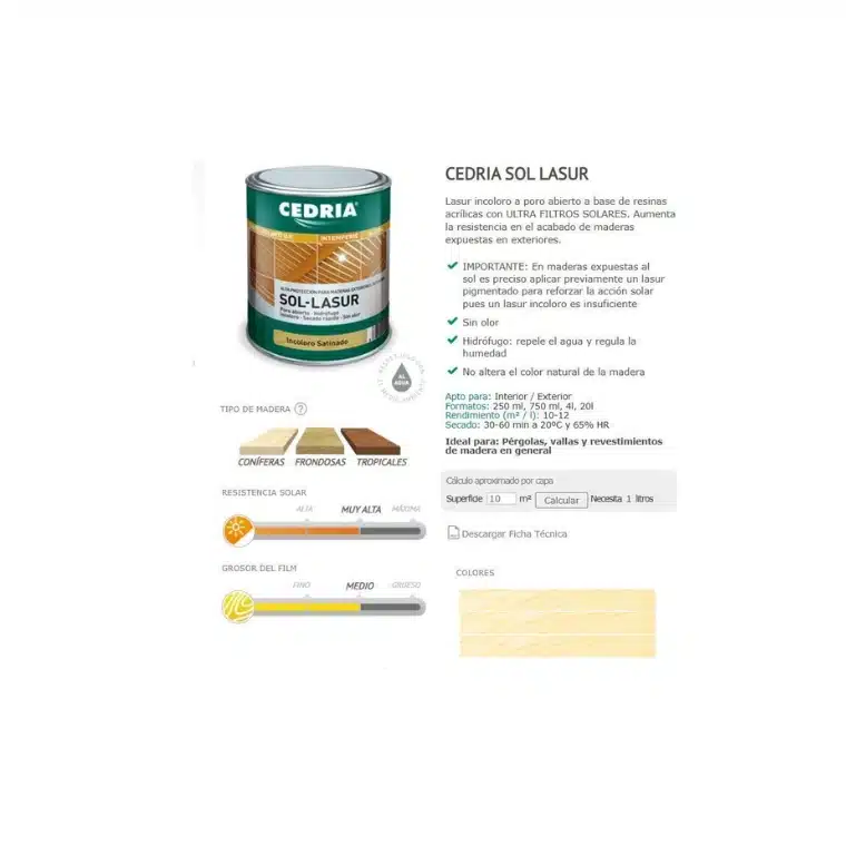 SOL LASUR SATINADO 0.75L
