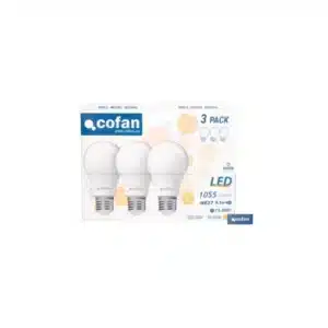PACK 3 BOMBILLAS LED E27 9,5W 4000 K COFAN