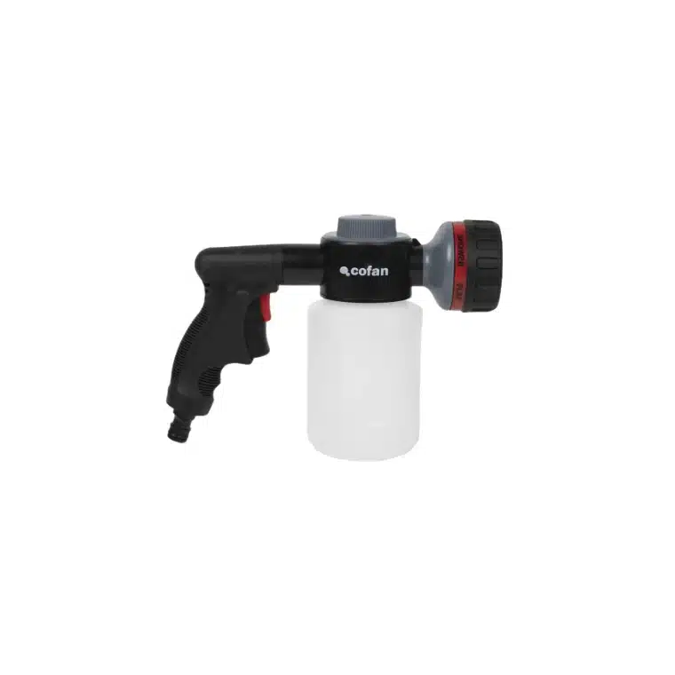 Pistola de riego con 6 posiciones ajustables y depósito para dispensador 500 ml COFAN