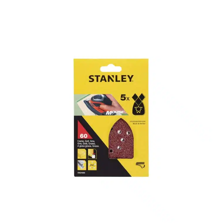 5 hojas de lija Grano 60 STANLEY