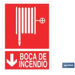SEÑAL LUMINISCENTE BOCA DE INCENDIOS ABAJO 297X210 mm COFAN