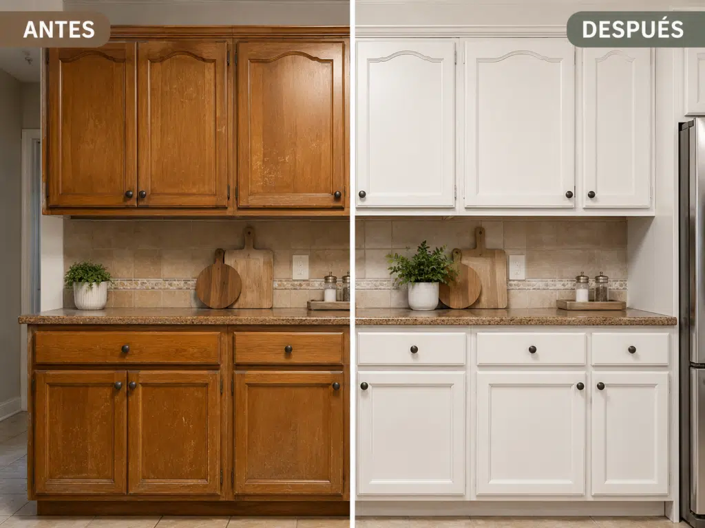 pintar muebles de cocina, antes y después